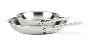 All-Clad D3 Stainless Steel Frying Pan 8 and 10 Inch Cookware Set, 2, Silver
