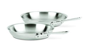 All-Clad D3 Stainless Steel Frying pan cookware set, 10-Inch and 12-Inch, Silver