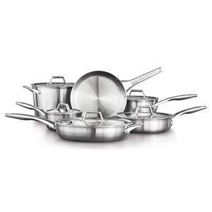 Calphalon Premier Stainless Steel Pots and Pans, 11-Piece Cookware Set