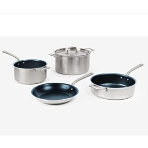 Made In Cookware - 7 Piece Non Stick Pot and Pan Set (Harbour Blue) - Stainless Clad Steel - Includes Stock Pot, Saute Pan, Sauce Pan, and Frying Pan