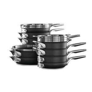 Calphalon Premier Space Saving Pots and Pans Set, 15 Piece Cookware Set, Nonstick