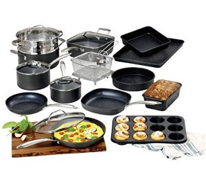 Granitestone Pro Pots and Pans Set 20 Piece Hard Anodized Complete Cookware + Bakeware Set with Ultra Nonstick Diamond Coating, Stainless Steel Stay Cool Handles, Oven Dishwasher & Metal Utensil Safe…