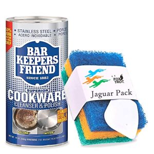Bar Keepers Friend Cookware Cleaner Cleanser & Polish - 12 Oz - Includes Extra Thick Scour Pads And Scraper by Fox Trot