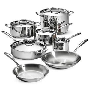 Tramontina 80116/567DS Stainless Steel Tri-Ply Clad Cookware Set, 12-Piece, Made in China