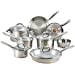 T-fal Ultimate Stainless Steel and Copper Cookware Set 13 PIece Induction Pots and Pans, Dishwasher Safe Silver