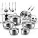 Duxtop Professional Stainless Steel Induction Cookware Set, 19PC Kitchen Pots and Pans Set, Heavy Bottom with Impact-bonded Technology