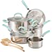 Rachael Ray Create Delicious Stainless Steel Cookware Set, 10-Piece Pots and Pans Set, Stainless Steel with Light Blue Handles