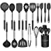 Silicone Cooking Utensil Set, Umite Chef 15pcs Silicone Cooking Kitchen Utensils Set, Non-stic - Best Kitchen Cookware with Stainless Steel Handle - Black