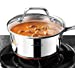 HOMI CHEF Mirror Polished Copper Band Nickel Free Stainless Steel 1 QT Saucepan with Glass Lid (No Toxic Non Stick Coating, 6.5 Inch) - Small Saucepan Induction Pan with Lid - Non Toxic Cookware