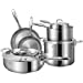 10pcs Pot And Pan Set - Stainless Steel Cookware Sets Include Frying Pan Saucepan Stockpot Sautepan With Lid, Multipurpose Pans Pots Perfect for Induction Gas Stoves Dishwasher Oven Safe