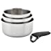 T-fal Ingenio Stainless Steel Cookware Set 4 Piece Induction Stackable, Detachable Handle, Removable Handle Cookware, Pots and Pans, Oven, Broil, Dishwasher Safe Silver