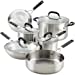 KitchenAid Cookware Pots and Pans Set, 10 Piece, Brushed Stainless Steel