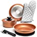 Moss & Stone Copper Pots And Pans Set Nonstick, Removable Handle Cookware, Stackable Pots And Pans Set, Dishwasher safe, Induction Pots And Pans, Camping Cookware Set, Aluminum (7 Pcs)
