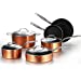 10 Piece Hammered Copper Cookware Set with Nonstick Coating, Induction Pots and Pans Set Dishwasher Safe