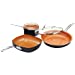 Gotham Steel 5 Piece Essentials Cookware, Pots and Pan Set with Triple Coated Nonstick Ceramic Copper Surface & Aluminum Composition for Even Heating 100% Non-Toxic, Oven, Stovetop & Dishwasher Safe