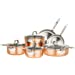 3-Ply Stainless Steel Hammered Copper Clad Cookware Set, 10 Piece, Oven Safe, Works on Electronic, Ceramic, and Gas Cooktops