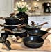 Kitchen Academy Induction Cookware Sets - 12 Piece Cooking Pan Set, Granite Black Nonstick Pots and Pans Set