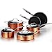 10 Piece Hammered Copper Cookware Set with Nonstick Coating, Induction Pots and Pans Set Dishwasher Safe
