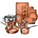 Gotham Steel Hammered Pots and Pans Set Nonstick, 15 Pc Kitchen Cookware Set & Bakeware Set, Induction Pots and Pans for Cooking, Ceramic Coated, Long Lasting Nonstick, Dishwasher Safe 100% Toxin Free