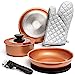 Moss & Stone Copper Pots And Pans Set Nonstick, Removable Handle Cookware, Stackable Pots And Pans Set, Dishwasher safe, Induction Pots And Pans, Camping Cookware Set, Aluminum (7 Pcs)