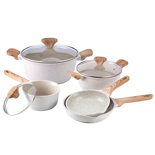 Country Kitchen Induction Cookware Sets - 8 Piece Nonstick Cast ...