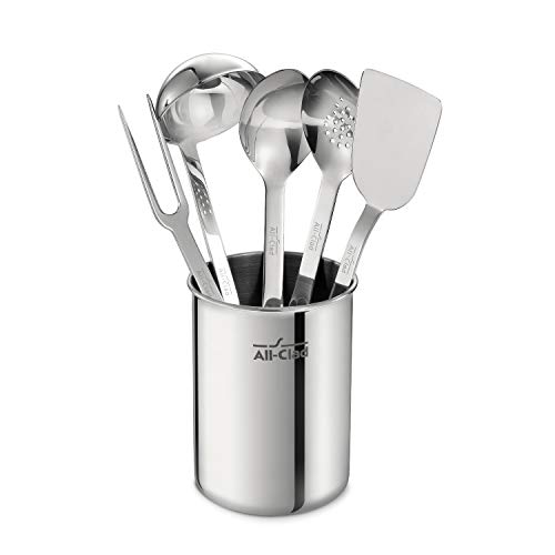 All-Clad Professional Stainless Steel Kitchen Gadgets and Caddy 6 Piece Pots and Pans, Cookware