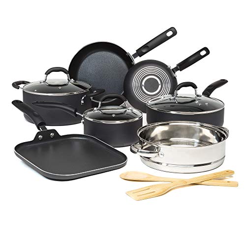Goodful Cookware Set with Premium Non-Stick Coating, Dishwasher Safe Pots ...
