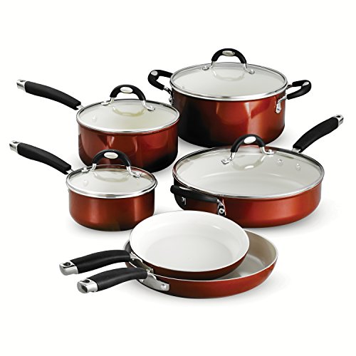 Tramontina 80110/220DS Style Ceramica Cookware Set, 10 Piece, Metallic Copper, Made in Italy