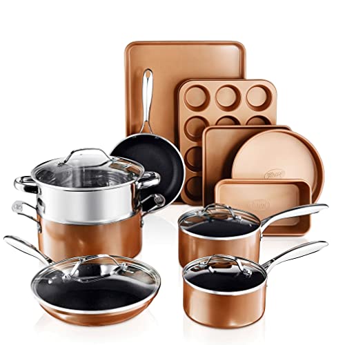 GOTHAM STEEL Copper Cast Cookware & Bakeware Ultra Nonstick Durable ...