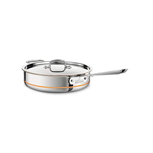 All-Clad Copper Core 5-Ply Stainless Steel Sauté Pan with Steel Lid 5 Quart Induction Oven Broil Safe 600F Pots and Pans, Cookware