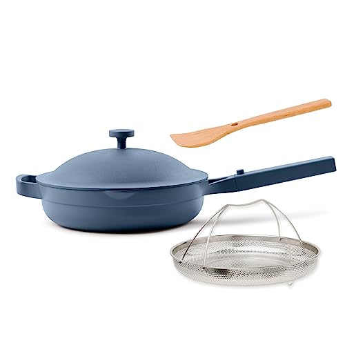 Our Place Always Pan 2.0-10.5-Inch Nonstick, Toxin-Free Ceramic Cookware | Versatile Frying Pan, Skillet, Saute Pan | Stainless Steel Handle | Oven Safe | Lightweight Aluminum Body | Blue Salt