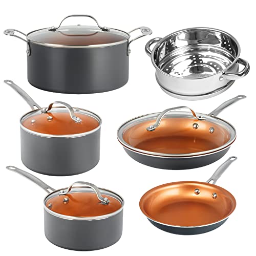 Gotham Steel 10 Piece Pots and Pans Set with Ultra ...