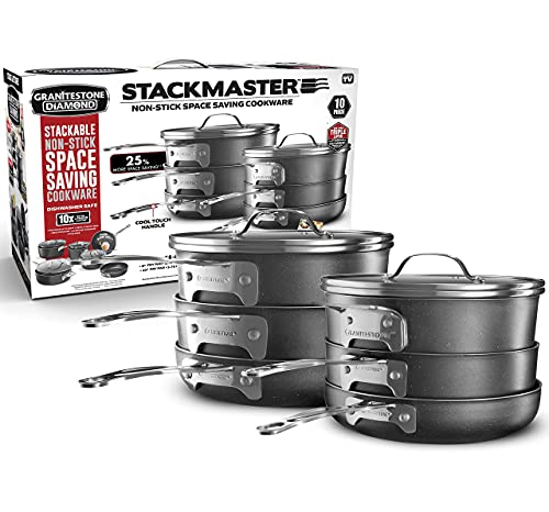 Granitestone Original Stack Master 10 Piece Cookware Set, Triple Layer ...