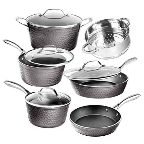 Granitestone Pots and Pans Set with Hammered Design, 10 Piece ...