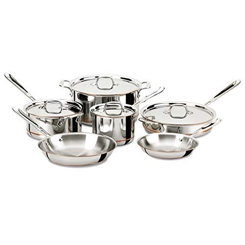 All-Clad Copper Core 5-Ply Stainless Steel Cookware Set 10 Piece Induction Oven Broil Safe 600F Pots and Pans