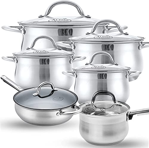 Alpine Cuisine Cookware Set 12-PC Belly Shape - Stainless Steel ...