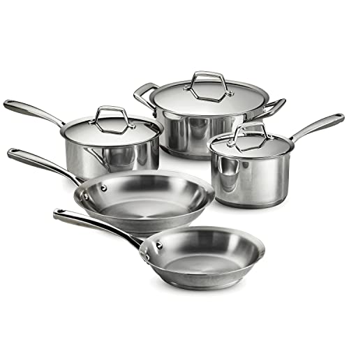 Tramontina 80101/201DS Gourmet Prima Stainless Steel, Induction-Ready, Impact Bonded, Tri-Ply Base Cookware Set, 8 Piece, Made in Brazil