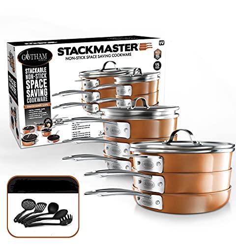 Gotham Steel Stackmaster Pots & Pans Set | Space Saving ...
