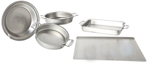360 Stainless Steel Bakeware Set (5 Piece Set), Handcrafted in the USA, 5 Ply, Stainless Bakeware, Large Cookie Sheet, Two Cake Pans, 9x13 Baking Pan, Pie Pan. (5 Piece Set)