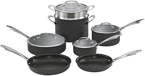 Cuisinart Anodized 11-Piece Cookware Set Dishwasher-Safe-Hard, Black