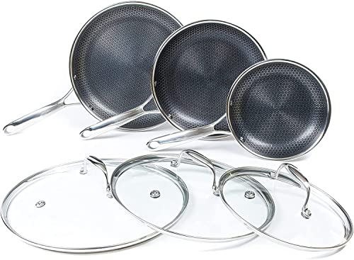 HexClad 6 Piece Hybrid Stainless Steel Cookware Pan Set 8