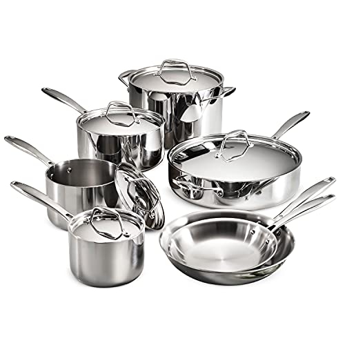 Tramontina 80116/249DS Gourmet Stainless Steel Induction-Ready Tri-Ply Clad 12-Piece Cookware ...