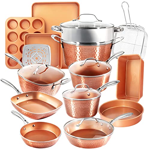 Gotham Steel Hammered Copper Collection – 20 Piece Premium Cookware ...