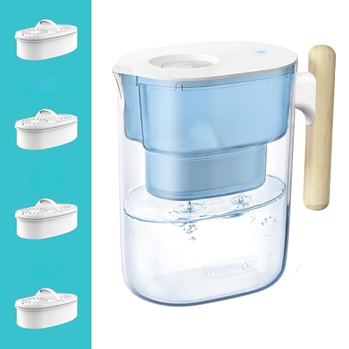 Waterdrop 200-Gallon Long-Life Chubby 10-Cup Water Filter Pitcher with 4 ...