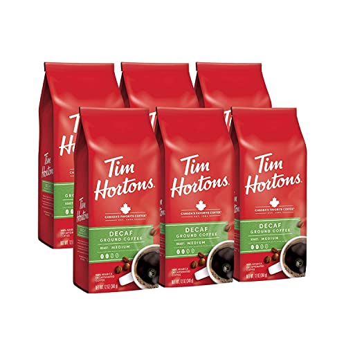 Tim Hortons Decaf Blend, Medium Roast Ground Coffee, Perfectly Balanced, ...
