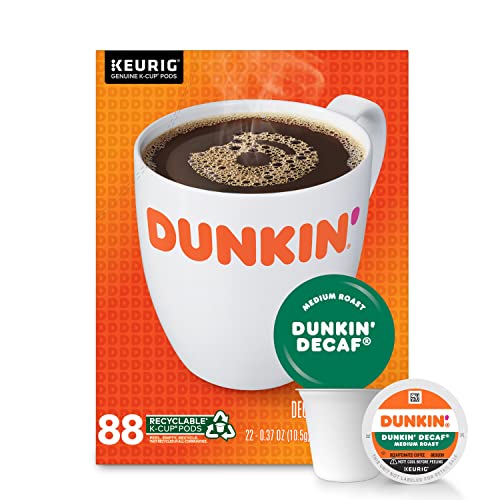 Dunkin' Decaf Medium Roast Coffee, 88 Keurig K-Cup Pods