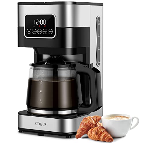 KIDISLE Programmable Coffee Maker, 10-Cup Drip Coffee Machine with Touch ...