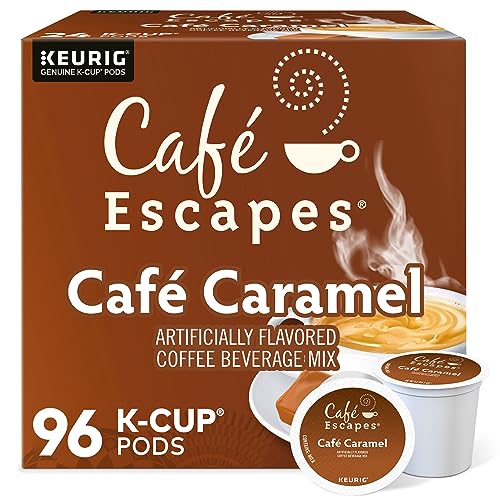 Cafe Escapes, Cafe Caramel Coffee Beverage, Single-Serve Keurig K-Cup Pods, ...