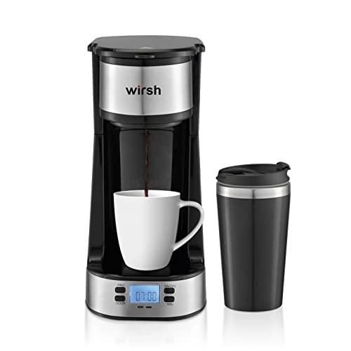 wirsh Single Serve Coffee Maker- Small Coffee Maker with Programmable ...