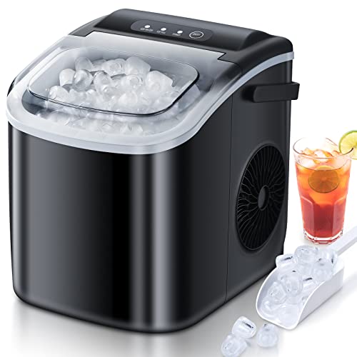 Countertop Ice Maker 6 Mins 9 Bullet Ice, 26.5lbs/24Hrs, Portable Ice ...